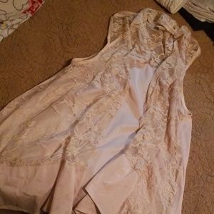 Light pink blush lace and satin vest